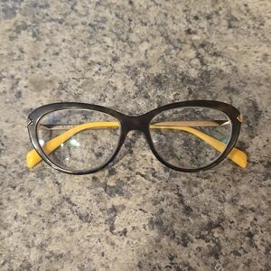 PRADA VPR 09R 2AU-1O1 Tortoise/Yellow Womens Cat Eye Eyeglasses 51-17-140 - FRAM
